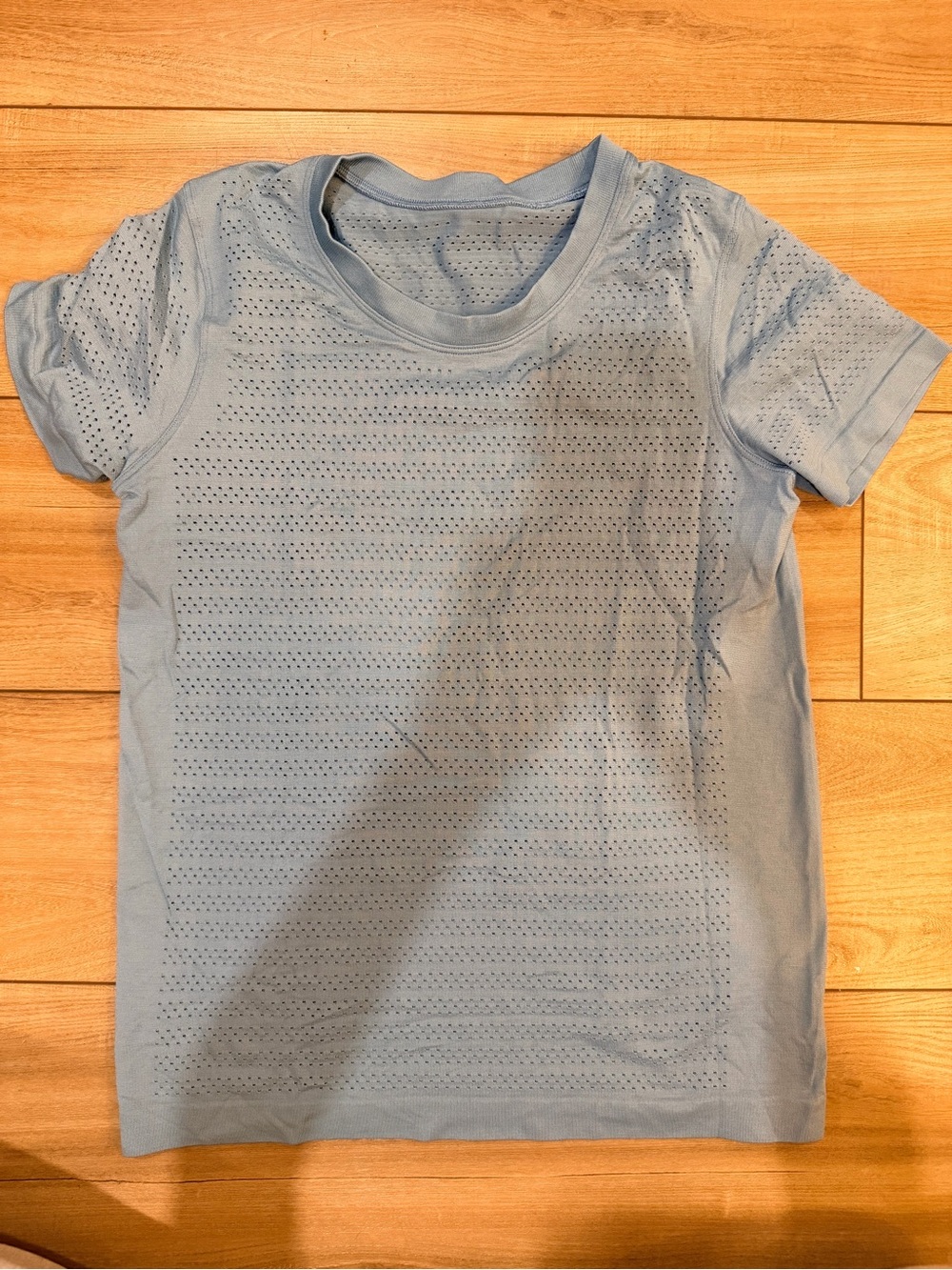 lululemon athletica Light Blue Short Sleeve Perforated tech shirt